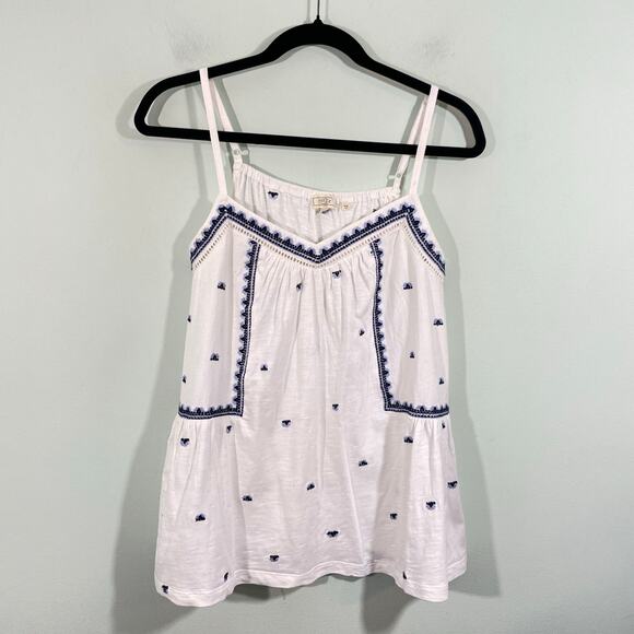 Fat Boy UK Women White Embroidered Adjustable Straps Tank Top Size 6 - Picture 1 of 6